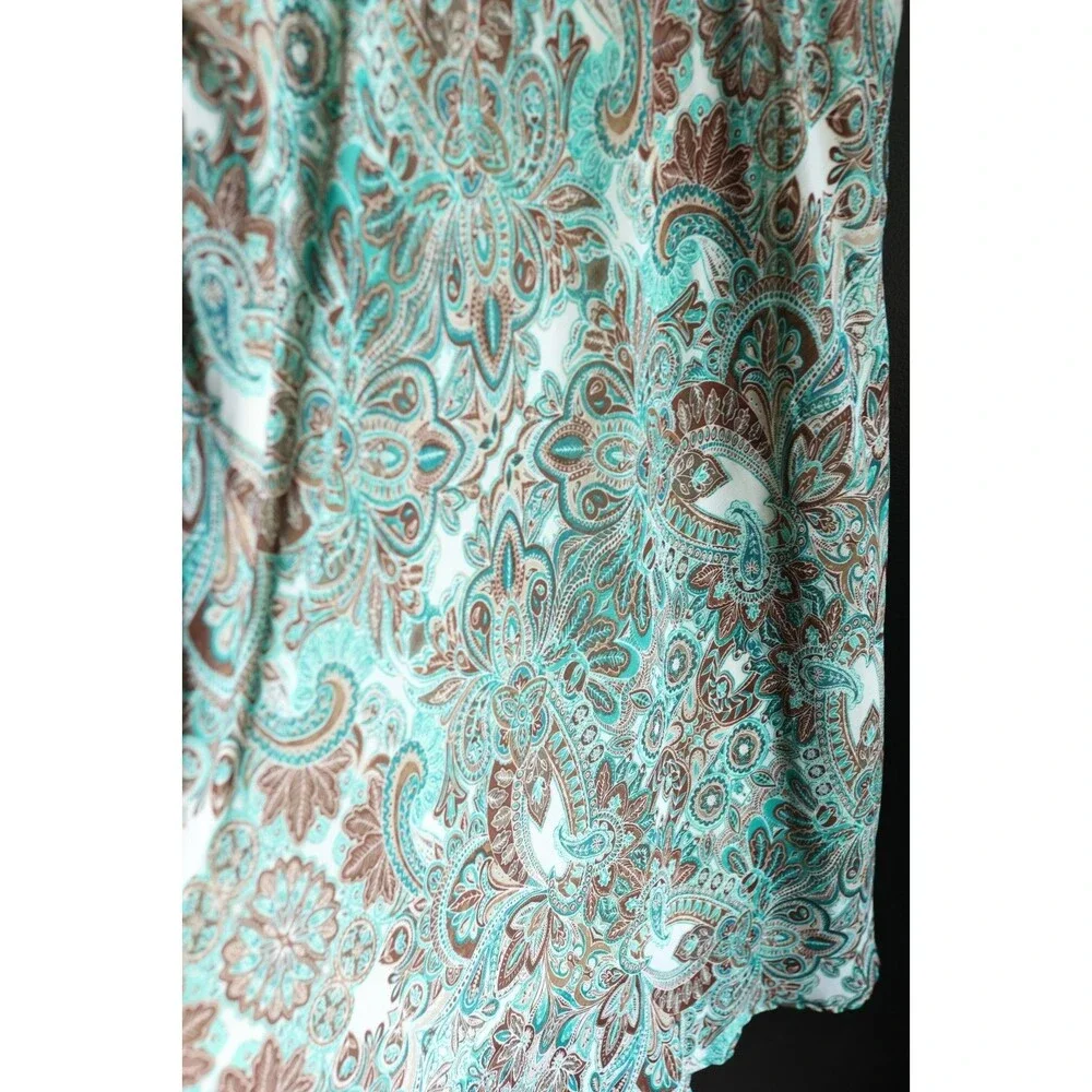 Roz & Ali Paisley Maxi Sheer Skirt Fairy Grunge Y2K Cowgirl Turquoise Brown 1X